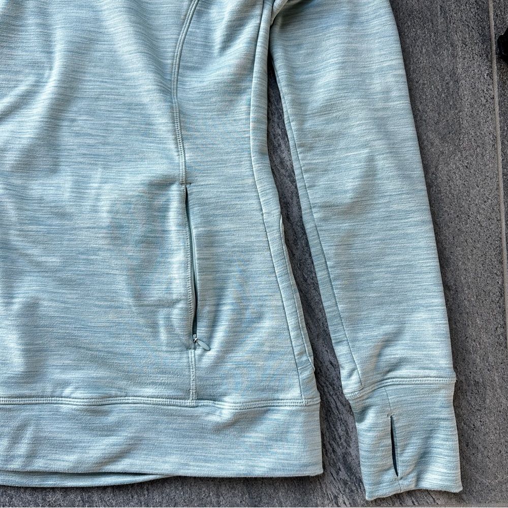 EUC Kyodan Pullover Heather Green Funnel Neck Thumbholes Zip Pockets Small - Picture 6 of 15